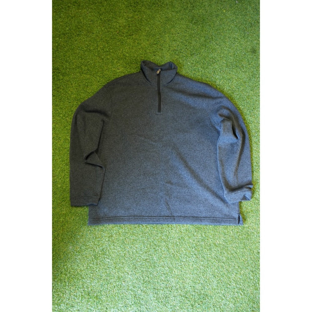 Haggar Cool 18 Pro Sweater Mens 2XL Heather Gray Lined Mock Neck Quarter‎ Zip